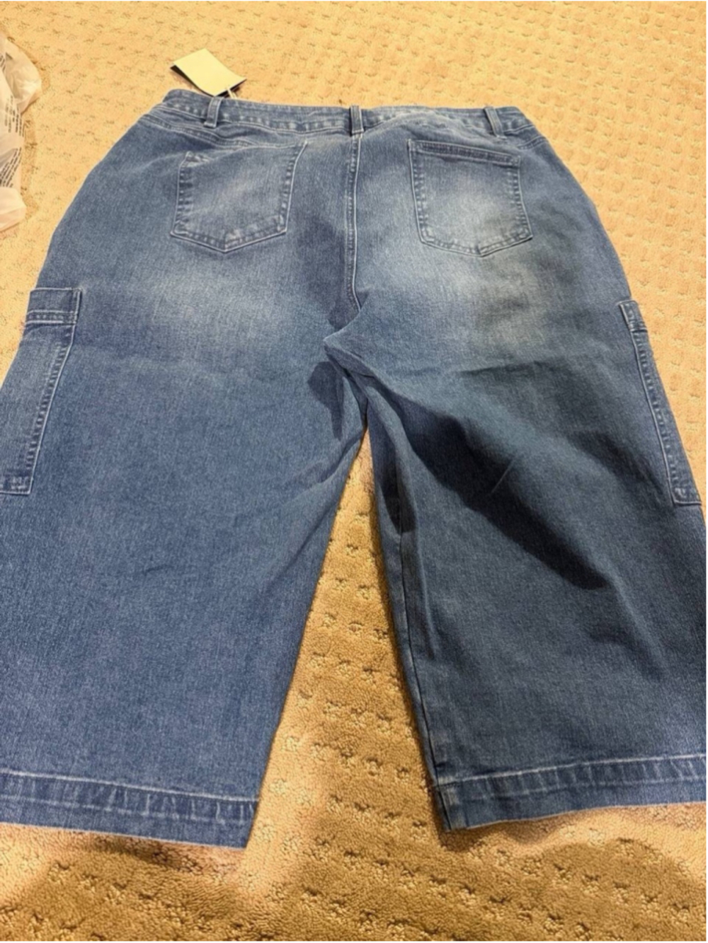 Flamingals Barrel Leg Mid Waist Capri Jeans for Women Wash Pocket Side Cargo 2XL - Picture 4 of 7